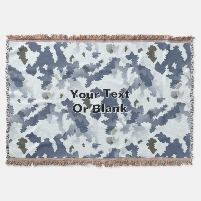 Fractal Winter Camouflage Throw Blanket (Front)