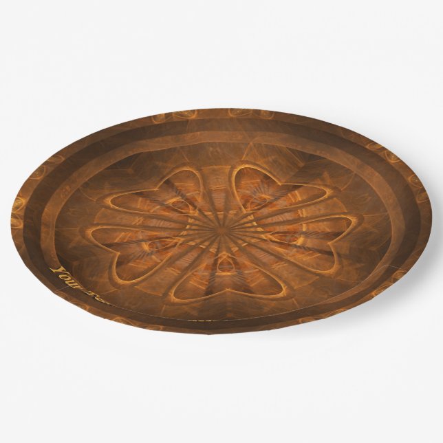 Fractal Wood Carving Paper Plate (Angled)
