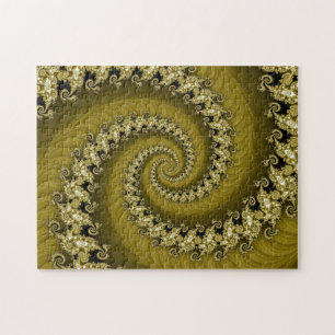 Fractal Yellow Double Spiral Puzzle