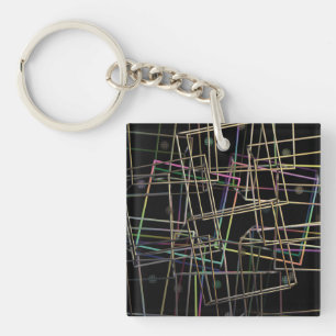 Fractalised Metal Frames Acrylic Key Ring