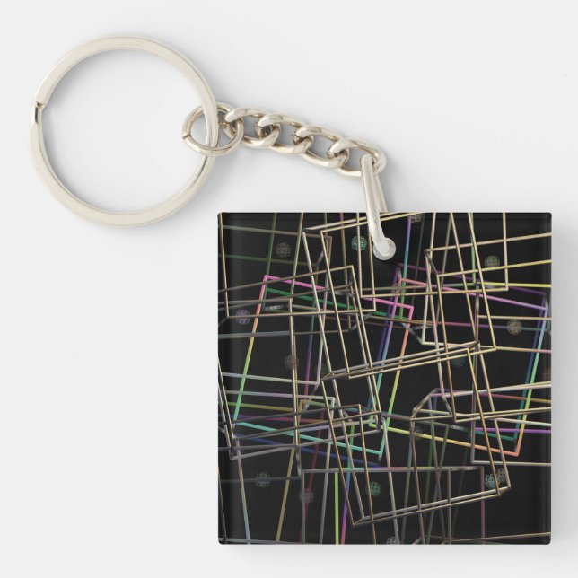 Fractalised Metal Frames Acrylic Key Ring (Front)