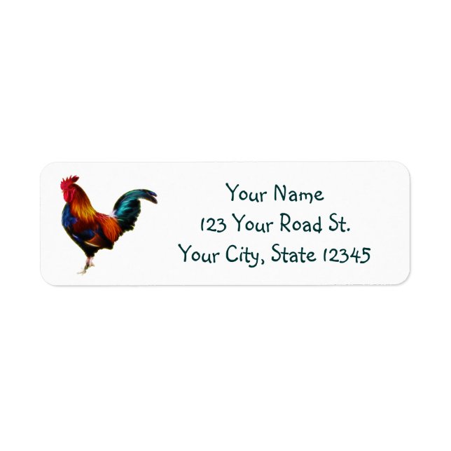 Fractalius Leghorn Rooster Return Address Label (Front)