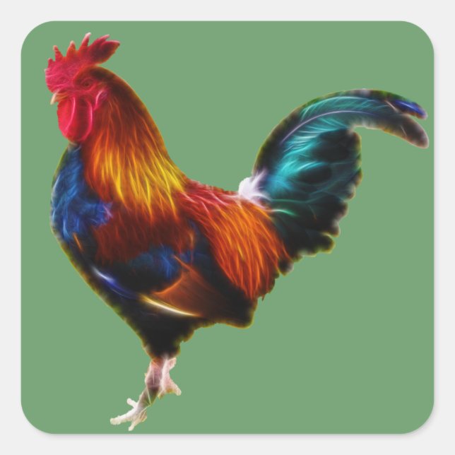 Fractalius Leghorn Rooster Square Sticker (Front)