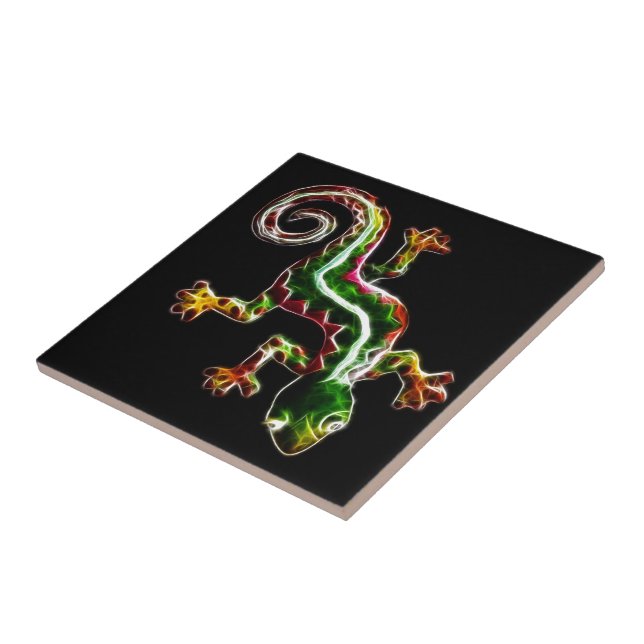 Fractalius Lizard Ceramic Tile (Side)