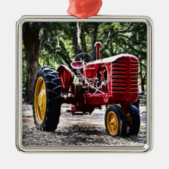 Fractalius Tractor Metal Tree Decoration (Front)