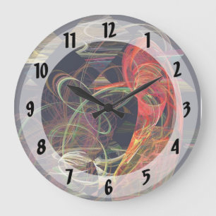 Fractals - Koi in Swirling Water Large Clock