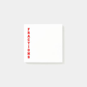Fractions Post-it Notes