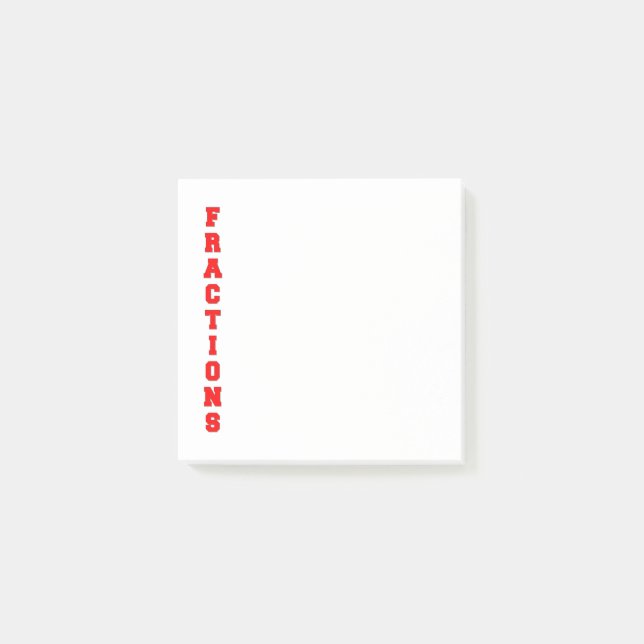 Fractions Post-it Notes (Front)