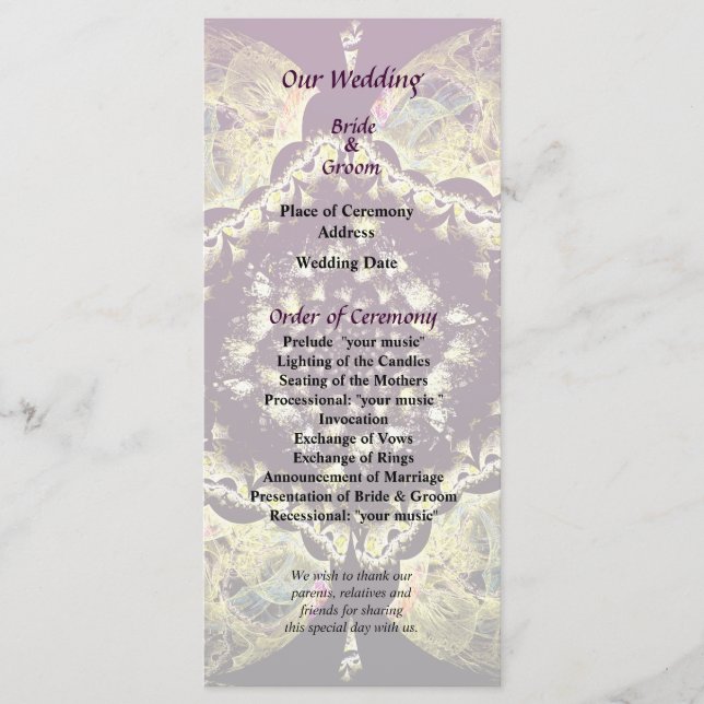 Fractrals - Persian Floral Motif Wedding Program (Front)
