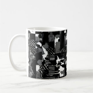 "Fractura" - Black White Camouflage Pattern Coffee Mug