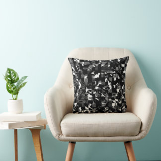 "Fractura" - Black White Camouflage Pattern Cushion