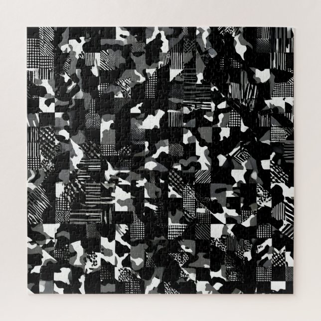 "Fractura" - Black White Camouflage Pattern  Jigsaw Puzzle (Vertical)