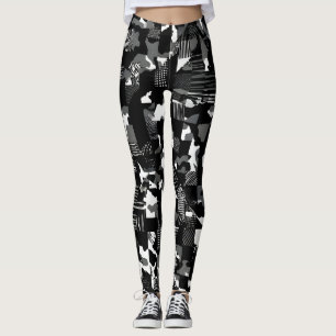 "Fractura" - Black White Camouflage Pattern  Leggings