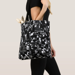 "Fractura" - Black White Camouflage Pattern Tote Bag