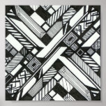 Fracture Art Print<br><div class="desc">"Fracture" – Artwork by Anastacia Gutierrez: an abstract design hand drawn in pen and ink,  featuring fracturing segments in a square shape,  with varying diagonal stripes and subtle jewel patterns,  reminiscent of an art deco stained glass window.</div>