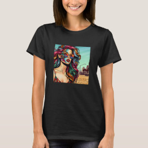 Fractured Art   Abstract Woman at Beach T-Shirt