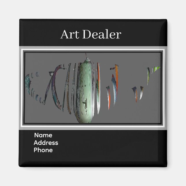 Fractured Green Coffee Pot Business Magnet (Front)