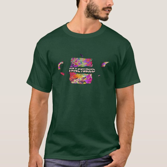 Fractured Mens Dk Green T-Shirt (Front)