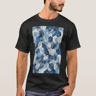 Fractured Mosaic: Blue Geometric Cracked Glass T-Shirt