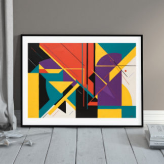 Fractured Rhythm" – Geometric Abstract Art Poster