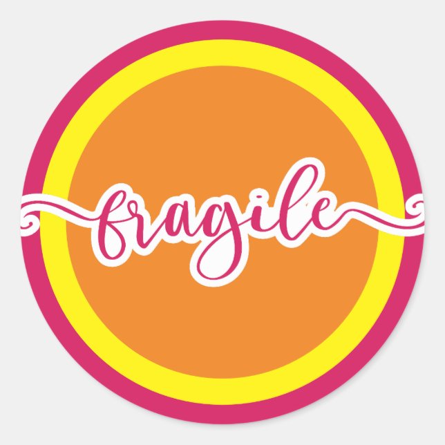 Fragile - custom colours classic round sticker (Front)