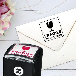 Fragile Do Not Bend Custom Image Text Self-inking Stamp