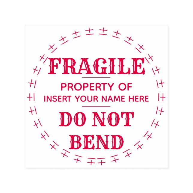 Fragile Do not bend property of round Self-inking Stamp (Design)