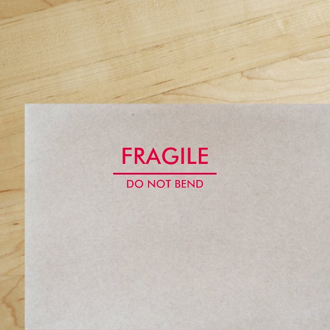 Fragile / Do Not Bend Red Bold Mailing Self-inking Stamp ("Everyday is abundantly beautiful." 
Sincerely Best Wishes from Lucky Design World)