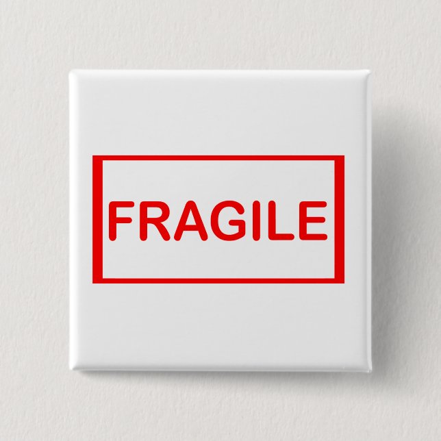 Fragile handle with care 15 cm square badge (Front)