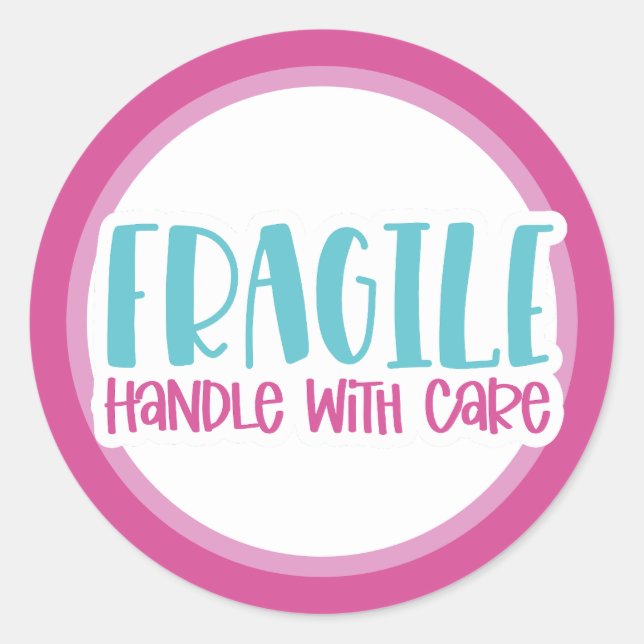 Fragile handle with care classic round sticker (Front)