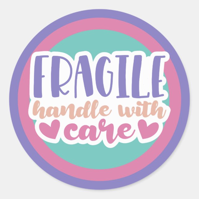 Fragile Handle With Care - custom colours Classic Round Sticker (Front)