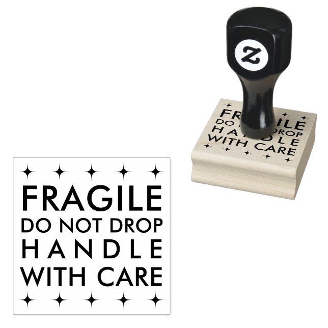 Fragile Handle with Care Custom Rubber Stamp (Stamped)
