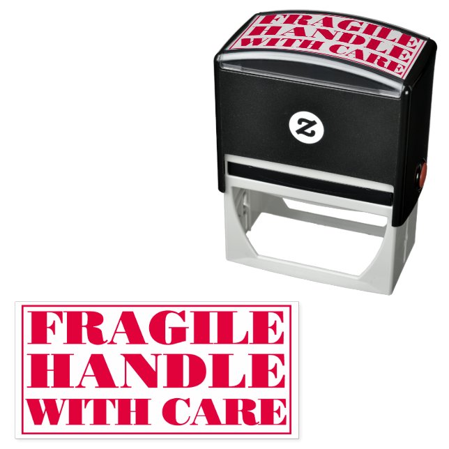 FRAGILE Handle With Care Fragile Parcel Delivery Self-inking Stamp (In Situ)