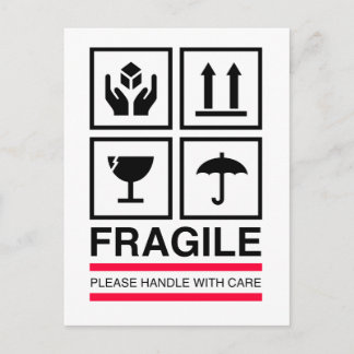Fragile Handle with care graphic label design Postcard