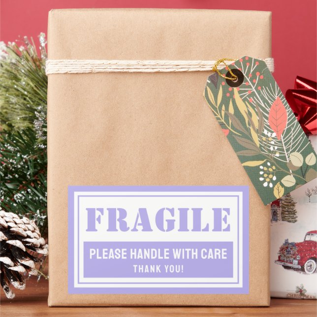 Fragile Handle With Care Mailing and Packaging Rectangular Sticker (Holiday)