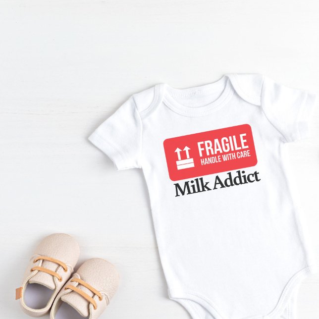 Fragile – Handle With Care – Milk Addict Baby Bodysuit (Fragile – Handle With Care – Milk Addict Baby Bodysuit)