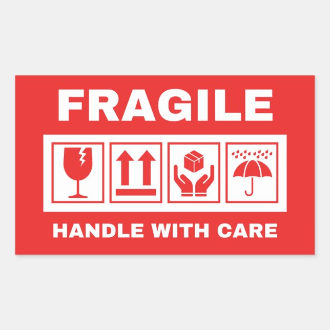 Fragile handle with care  rectangular sticker (Front)