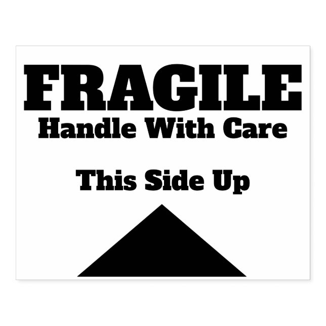 Fragile Handle With Care this side up arrow Rubber Stamp (Imprint)