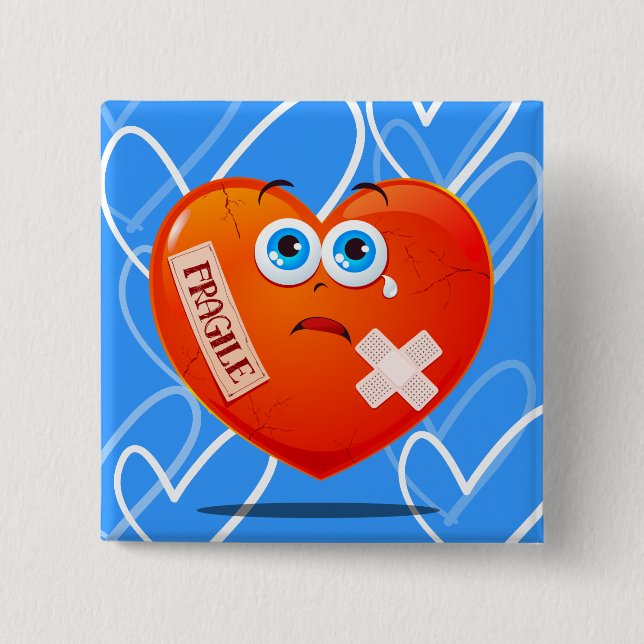 Fragile heart, button (Front)