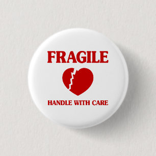 Fragile Heart Handle With Care 3 Cm Round Badge