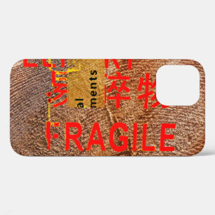 FRAGILE Markings - Torn Peeled - Wood Texture iPhone 12 Case