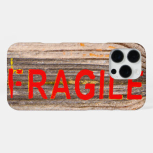 FRAGILE Markings - Torn Peeled - Wood Texture iPhone 16 Pro Max Case