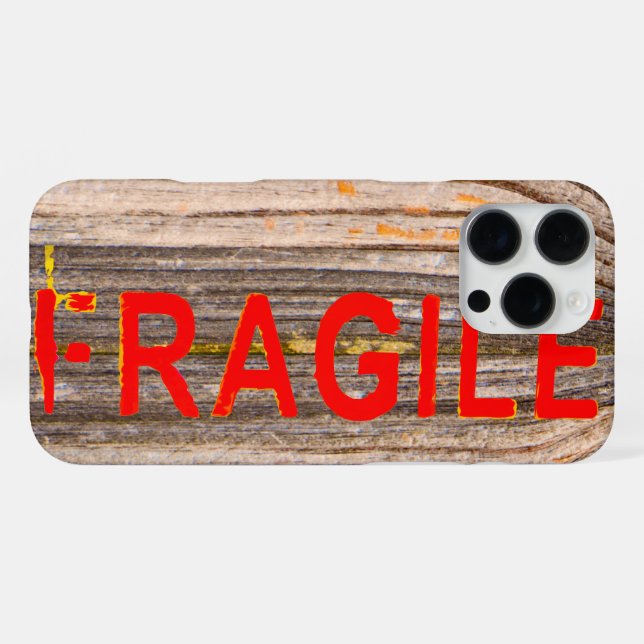 FRAGILE Markings - Torn Peeled - Wood Texture iPhone Case (Back Horizontal)