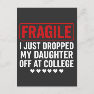 Fragile Mum/Dad Dropping Daughter at College Holiday Postcard