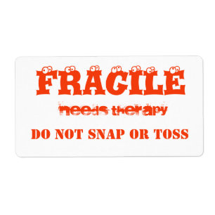 Fragile orange  colour avery label