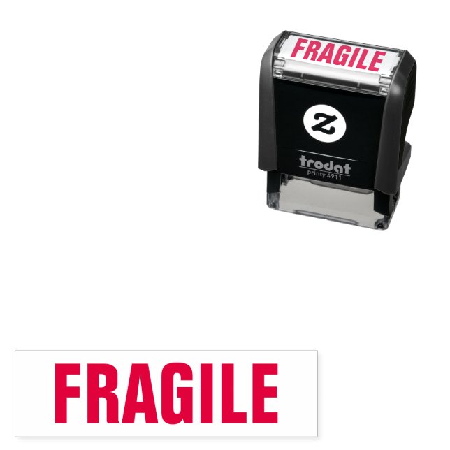 Fragile Packaging Supplies Small Business Red Self-inking Stamp (In Situ)