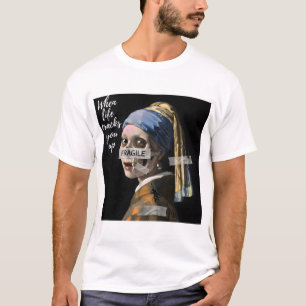 Fragile Parody Meme – Cracked Pearl Earring Skelet T-Shirt