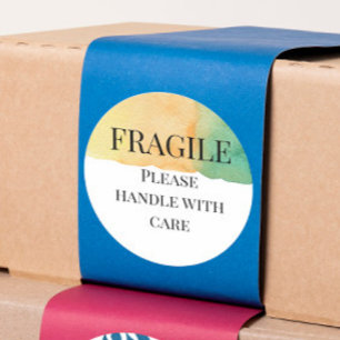 Fragile please handle with care classic round sticker