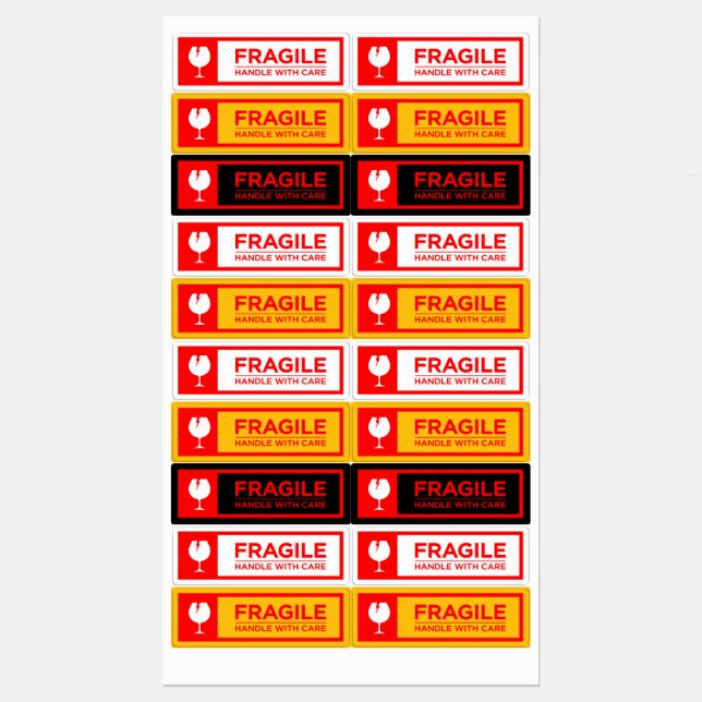 Fragile Stickers Handle with Care (Sheet)