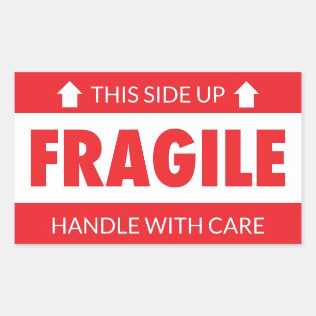 Fragile This Side Up Handle With Care Rectangular Sticker (Front)